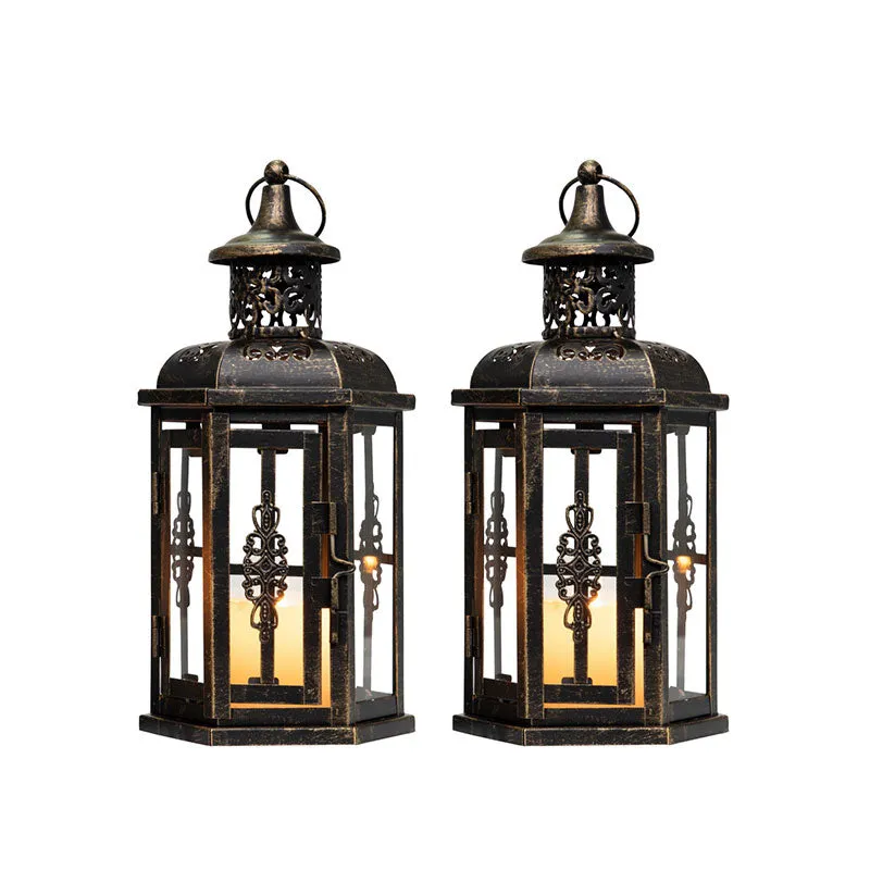 10 inch High Vintage Style Hanging Lantern（Set of 2 ）