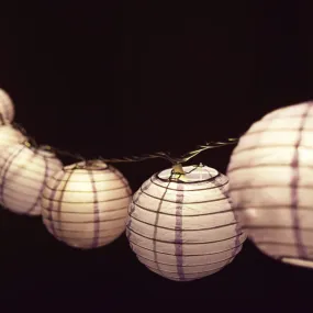 10 Socket Lavender Round Paper Lantern Party String Lights (4" Lanterns, Expandable)