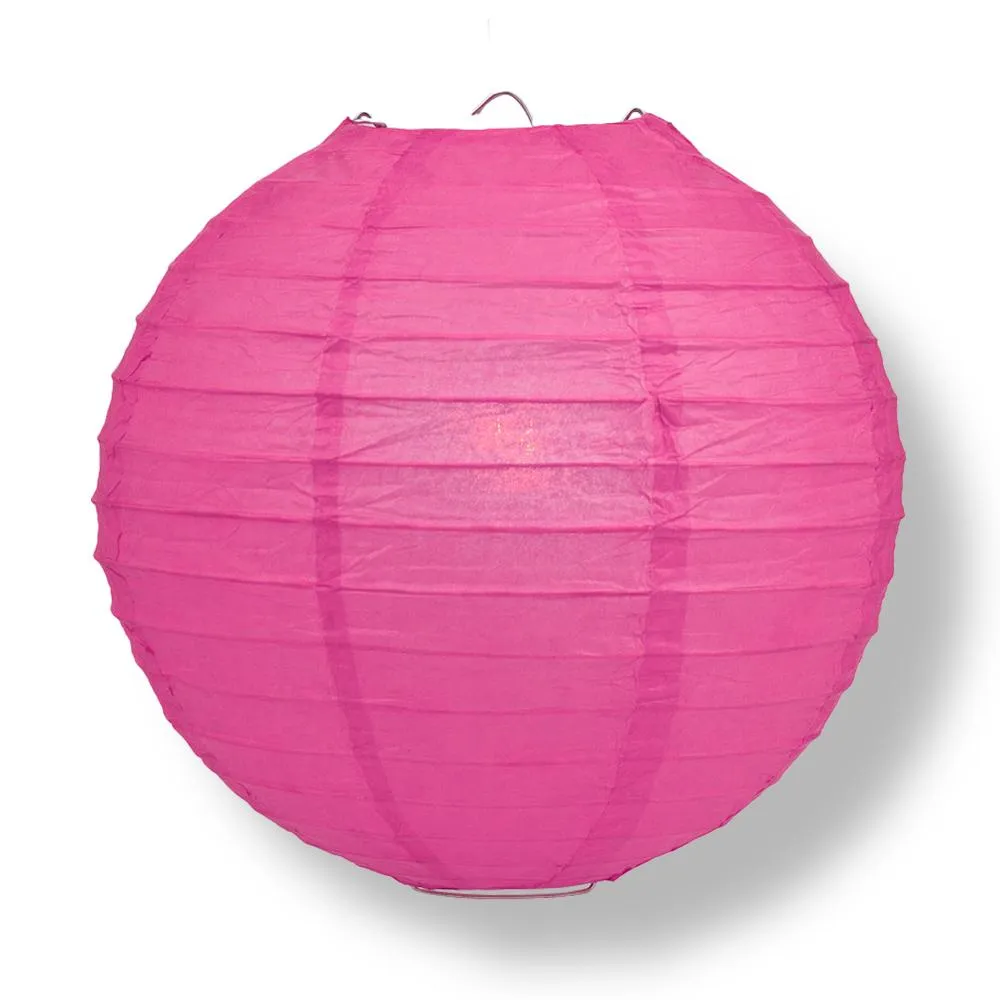 10" Fuchsia / Hot Pink Round Paper Lantern, Even Ribbing, Chinese Hanging Wedding & Party Decoration