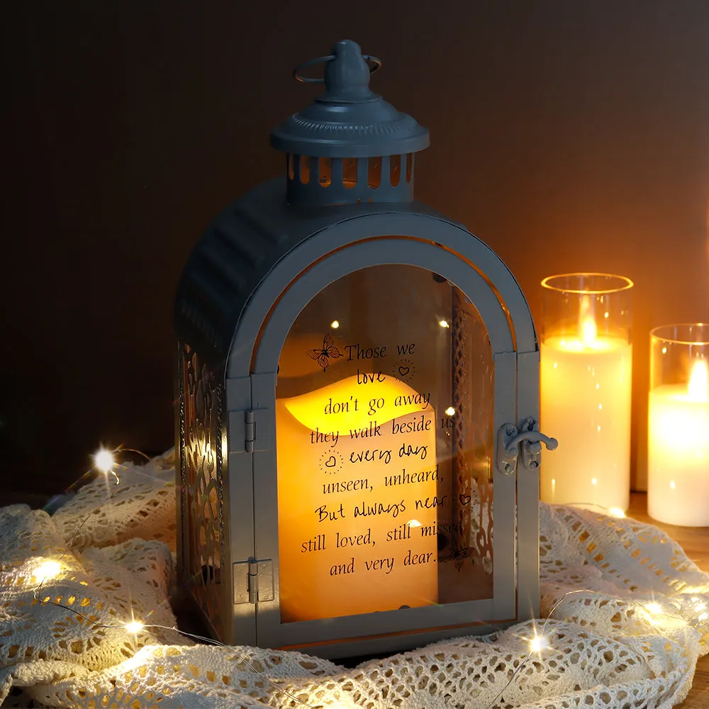 11''High Remembrance Lantern with Memorial Poem Bereavement Sympathy Gift Memorial Lantern (Grey)