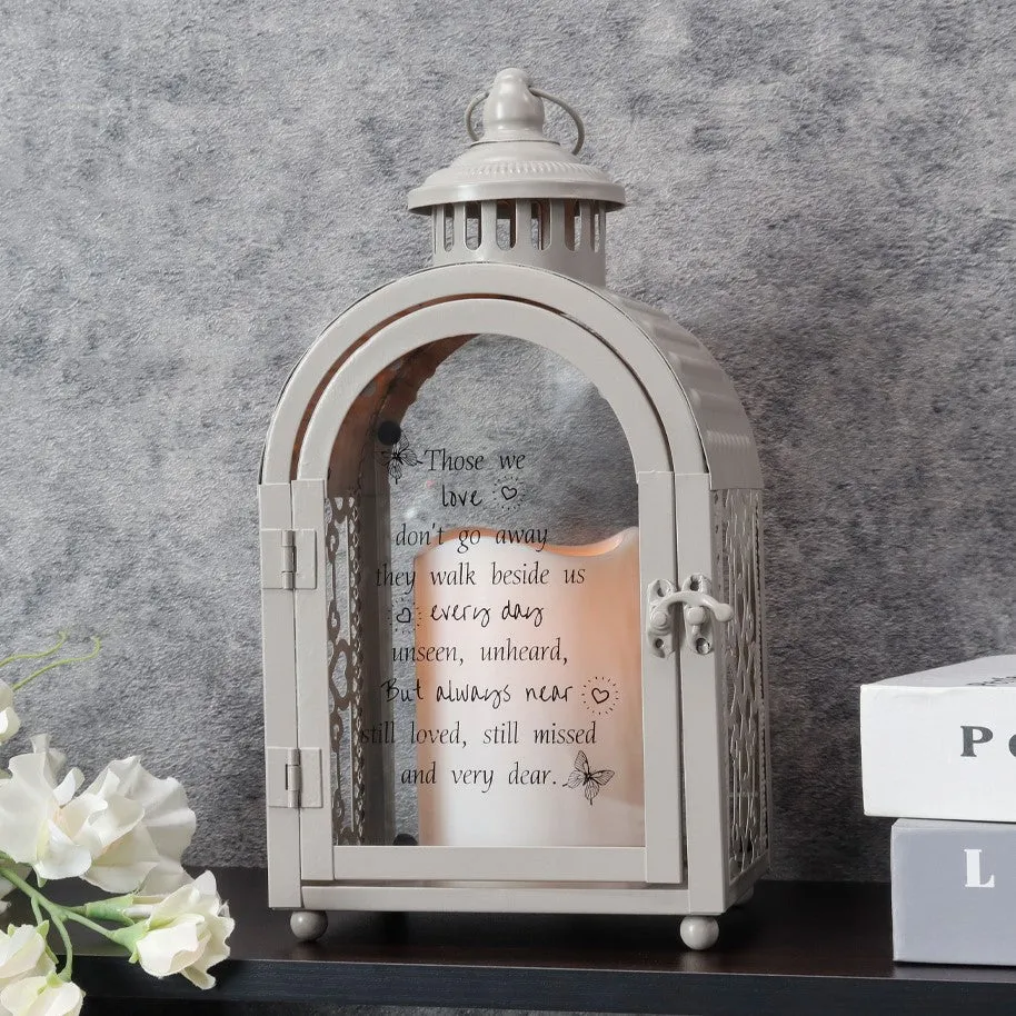 11''High Remembrance Lantern with Memorial Poem Bereavement Sympathy Gift Memorial Lantern (Grey)