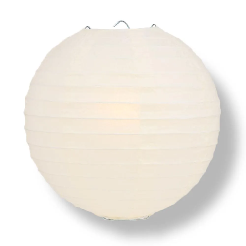 12" Beige / Ivory Round Paper Lantern, Even Ribbing, Chinese Hanging Wedding & Party Decoration