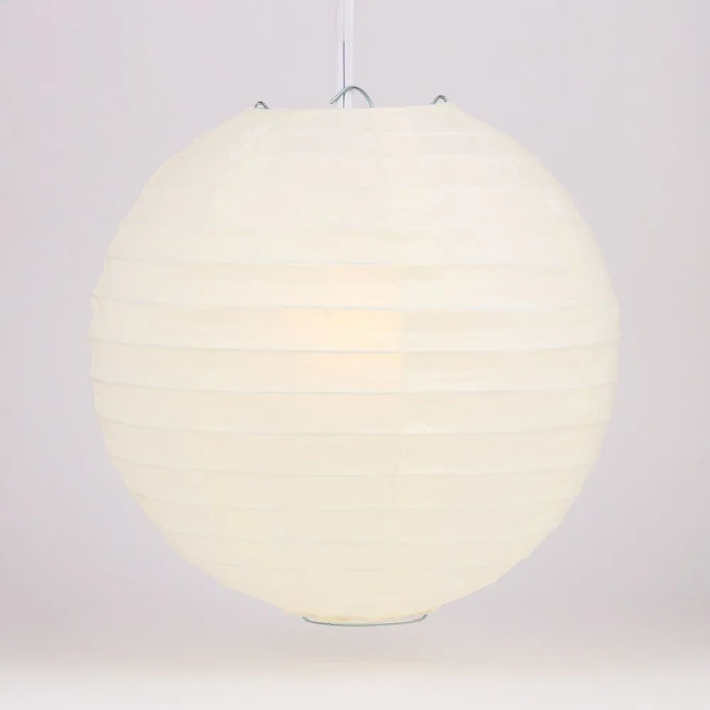 12" Beige / Ivory Round Paper Lantern, Even Ribbing, Chinese Hanging Wedding & Party Decoration