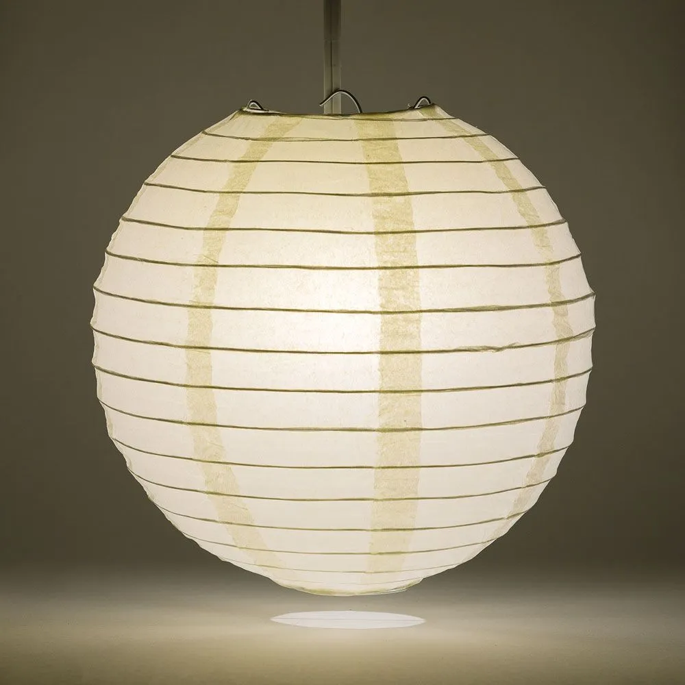 12" Beige / Ivory Round Paper Lantern, Even Ribbing, Chinese Hanging Wedding & Party Decoration