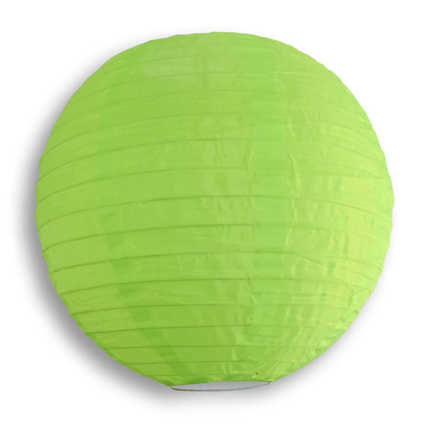 12" Neon Green Shimmering Nylon Lantern, Even Ribbing, Durable, Hanging Decoration