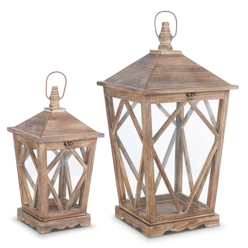 15-22" Angle Diamond Wood Lantern