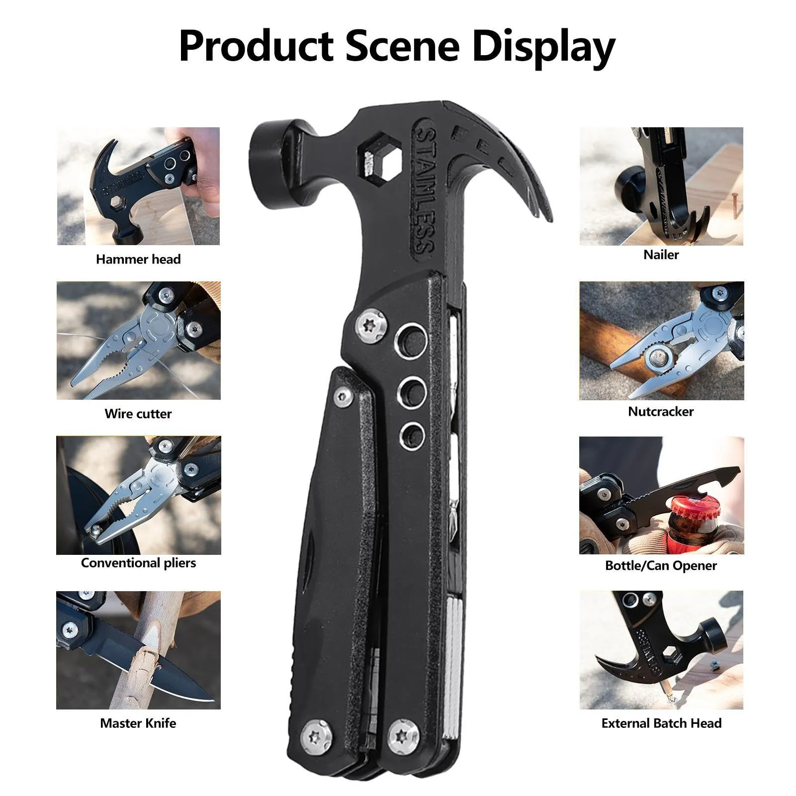 15-in-1 Multifunction Claw Hammer, Pliers, Screwdrivers & Knives - Essential Tool