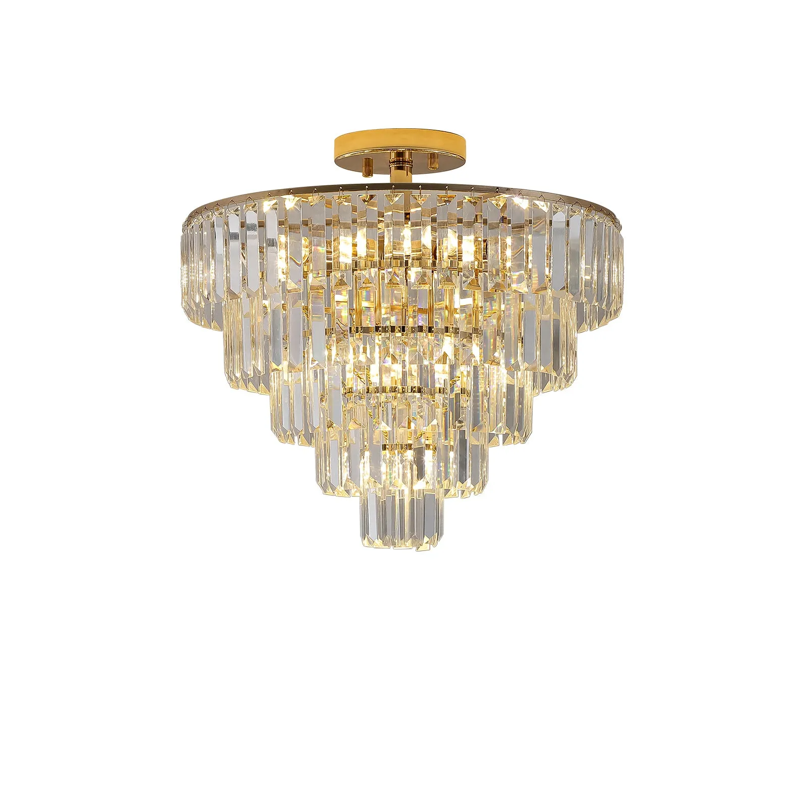 19.7" Gold Luxury Crystal Chandelier Round K9 Crystal Light Luxury Home Decor Lighting