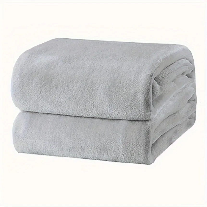 1pc Super Soft Fleece Throw Blanket - Cozy Plush Flannel Blanket for All Seasons - Solid Color, 300GSM, Fuzzy, Lightweight, and Easy Care