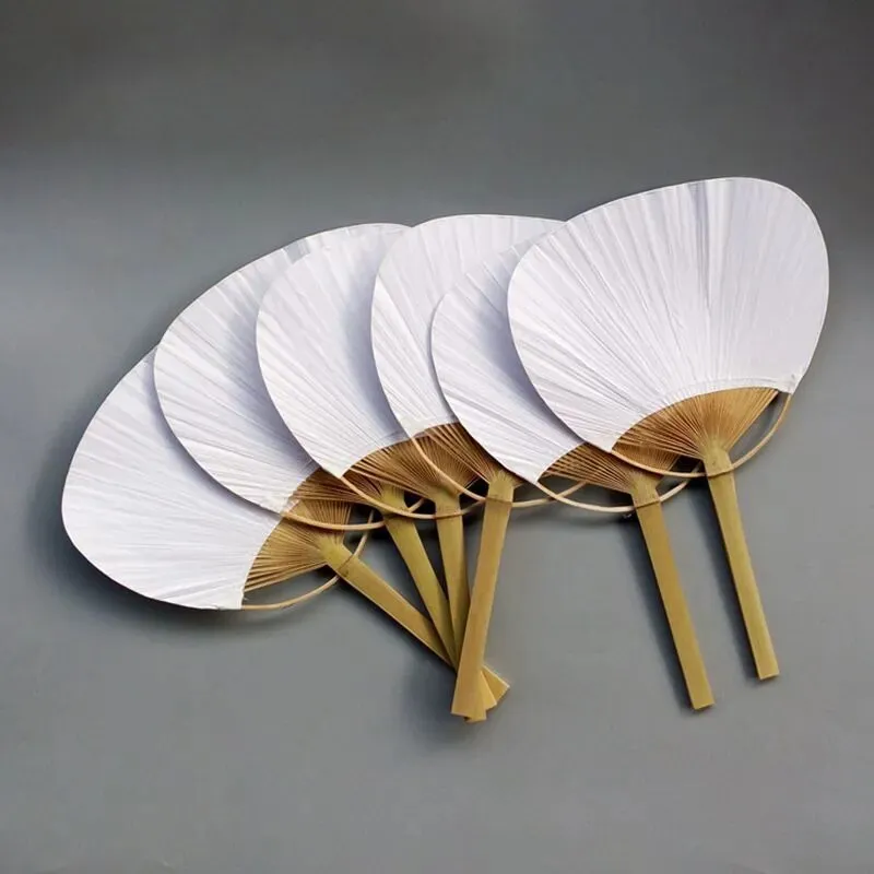 20pcs/lot Pure handmade fan Pai pai bambu Pure white bamboo handle blank calligraphy painting blank group fan white fan summer