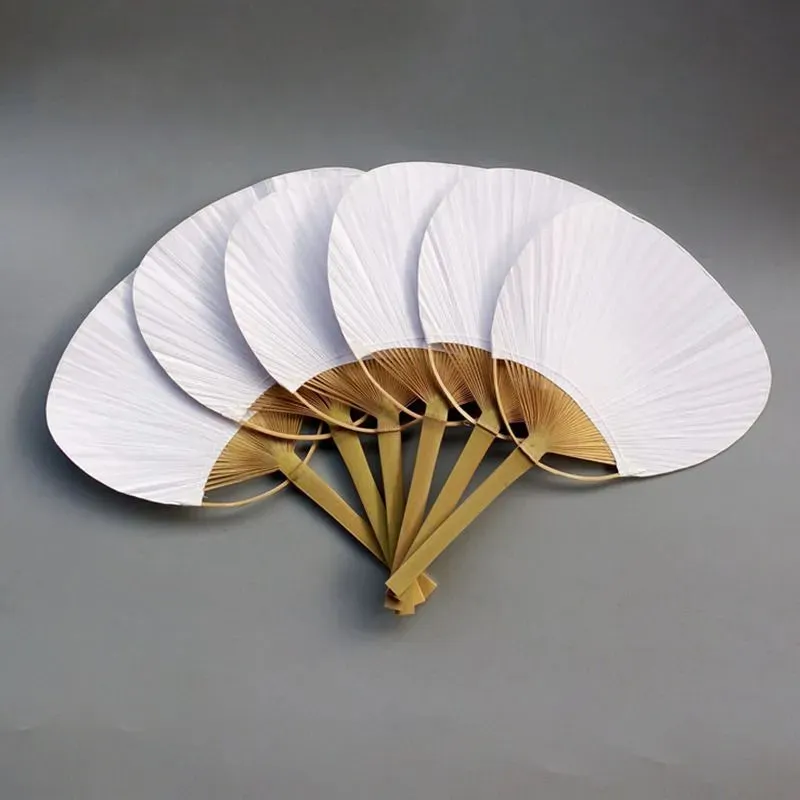 20pcs/lot Pure handmade fan Pai pai bambu Pure white bamboo handle blank calligraphy painting blank group fan white fan summer