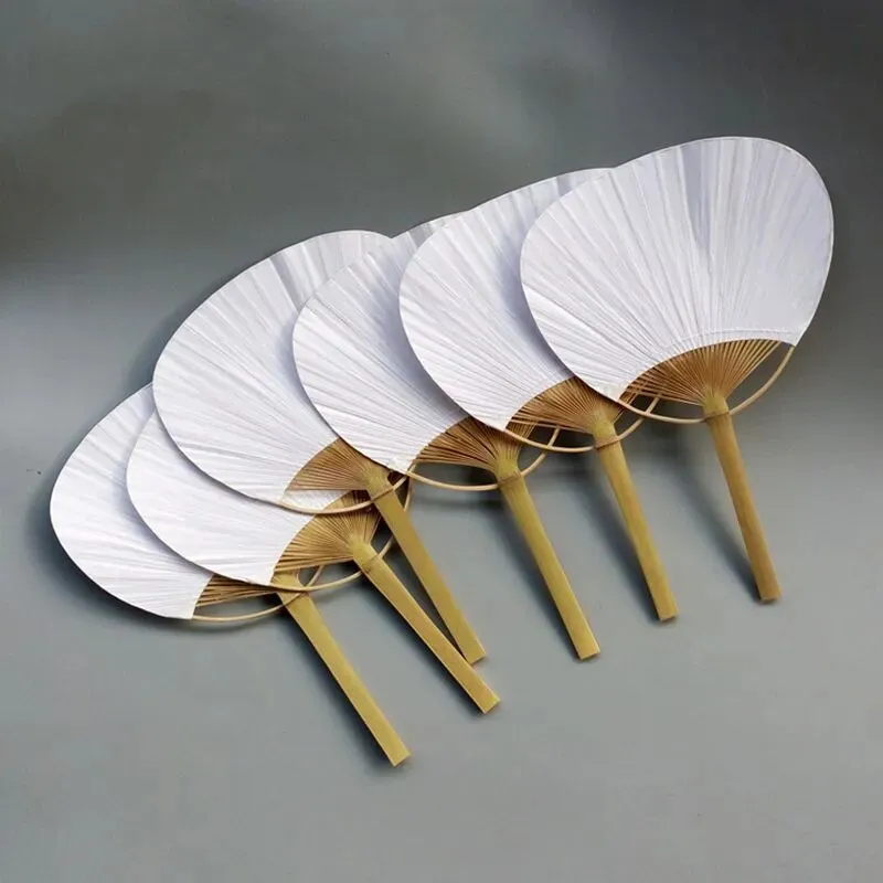 20pcs/lot Pure handmade fan Pai pai bambu Pure white bamboo handle blank calligraphy painting blank group fan white fan summer