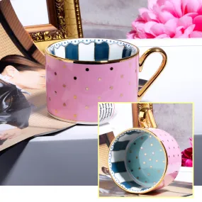 244 PINK POLKA DOT LUX PORCELAIN MUG