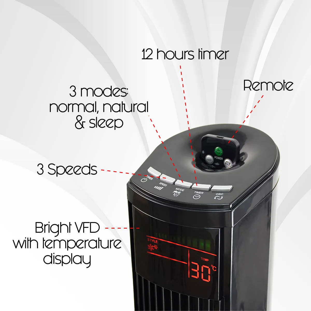 2Pcs x Tower Fan 46" with Remote Control (PPTF460)