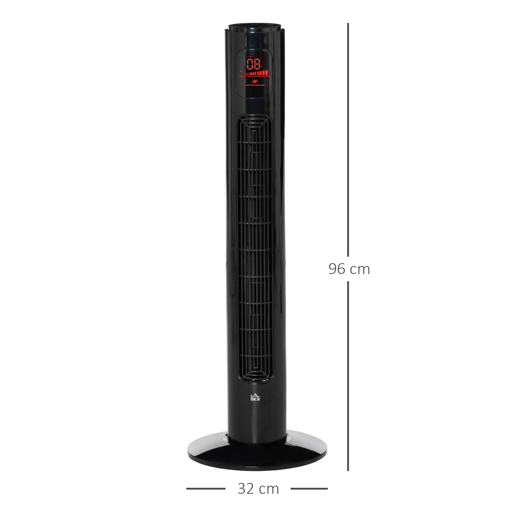 38'' Freestanding Tower Fan, 3 Speed 3 Mode, 12h Timer, 70 Degree Oscillation, LED Panel, 5M Remote Controller, Black