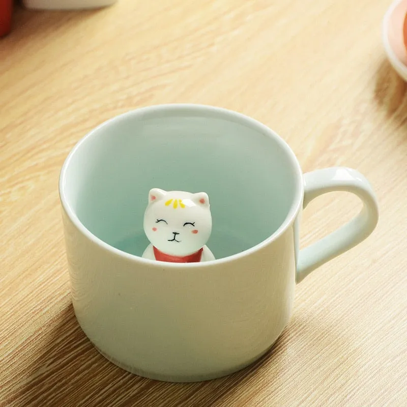 3D Creative Cartoon Animal Ceramic Mugs