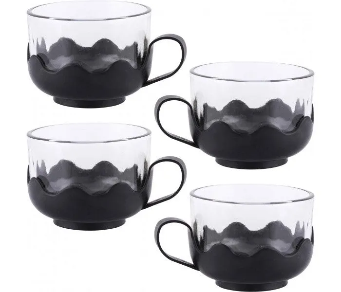 5 in 1 Glass Tea Kettle Set Black and Clear - OK23124