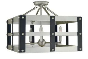 5-Light Metro Artisan Flush/Semi-Flush Mount in Satin Pewter/Matte Black - Elegant Lighting Choice!