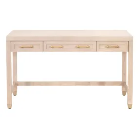 54" Light Honey Oak & Brushed Brass Executive Desk