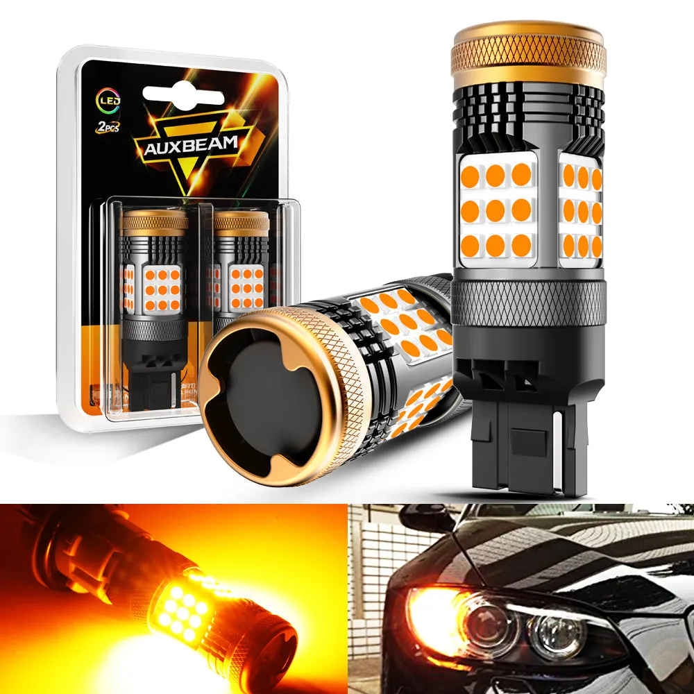 7440 7440A LED Turn Signal Light Rear/Front, Side Maker Light Bulbs 56W 600% High Brightness CAN-Bus Error Free 3000K Amber B21 Series |2 Bulbs