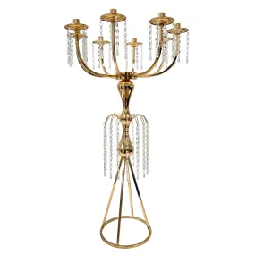 8 Arms Candelabra Crystal Waterfall Centerpiece - Gold