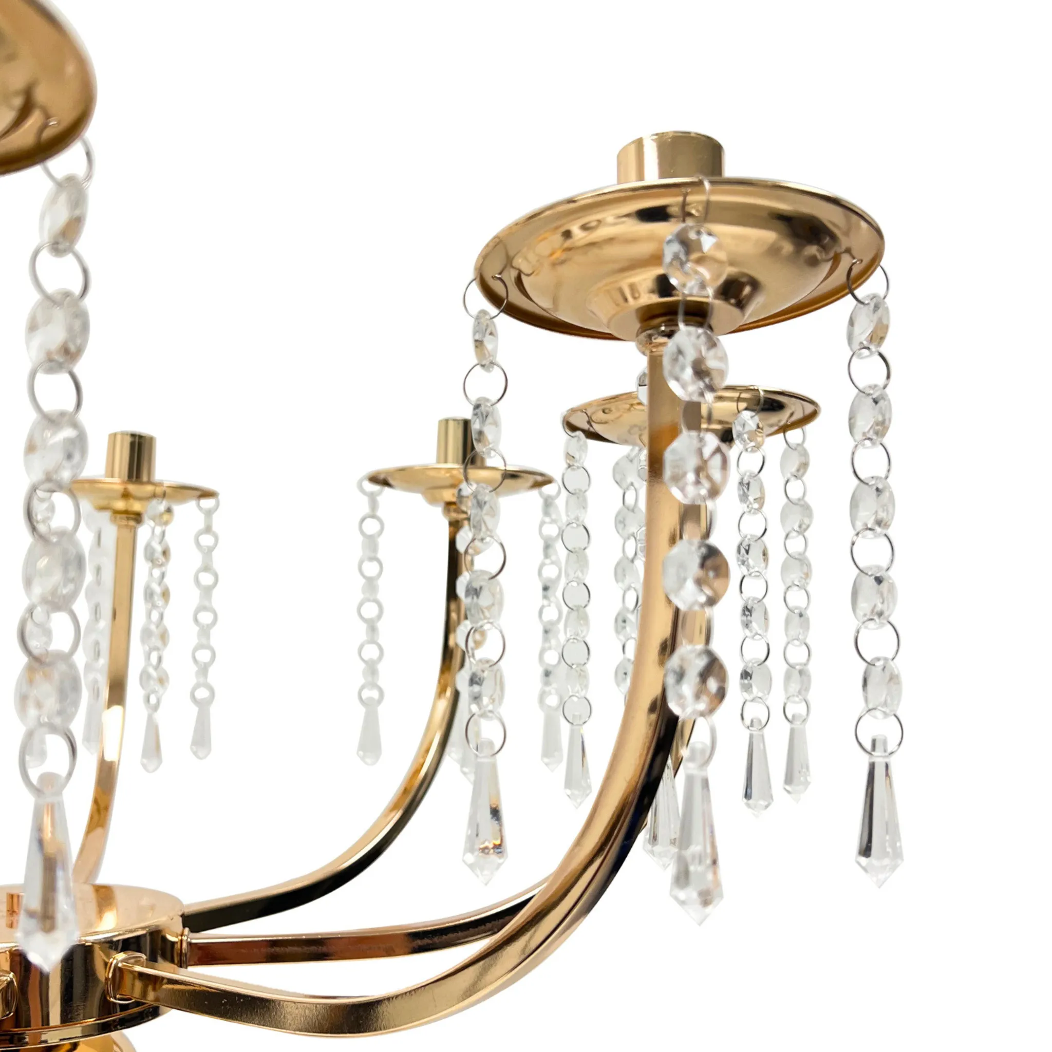 8 Arms Candelabra Crystal Waterfall Centerpiece - Gold