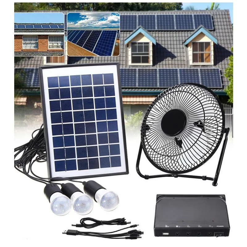 8'' Portable 5W Solar Lighting Kit with 12V Solar Fan XT-8000A