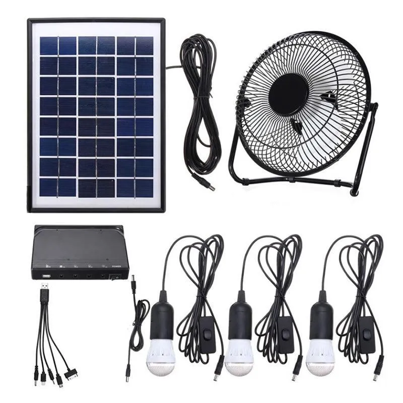 8'' Portable 5W Solar Lighting Kit with 12V Solar Fan XT-8000A