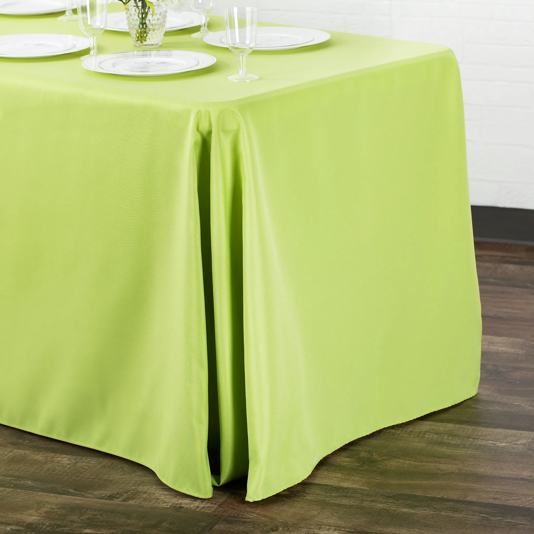 90"x132" Rectangular Oblong Polyester Tablecloth - Apple Green