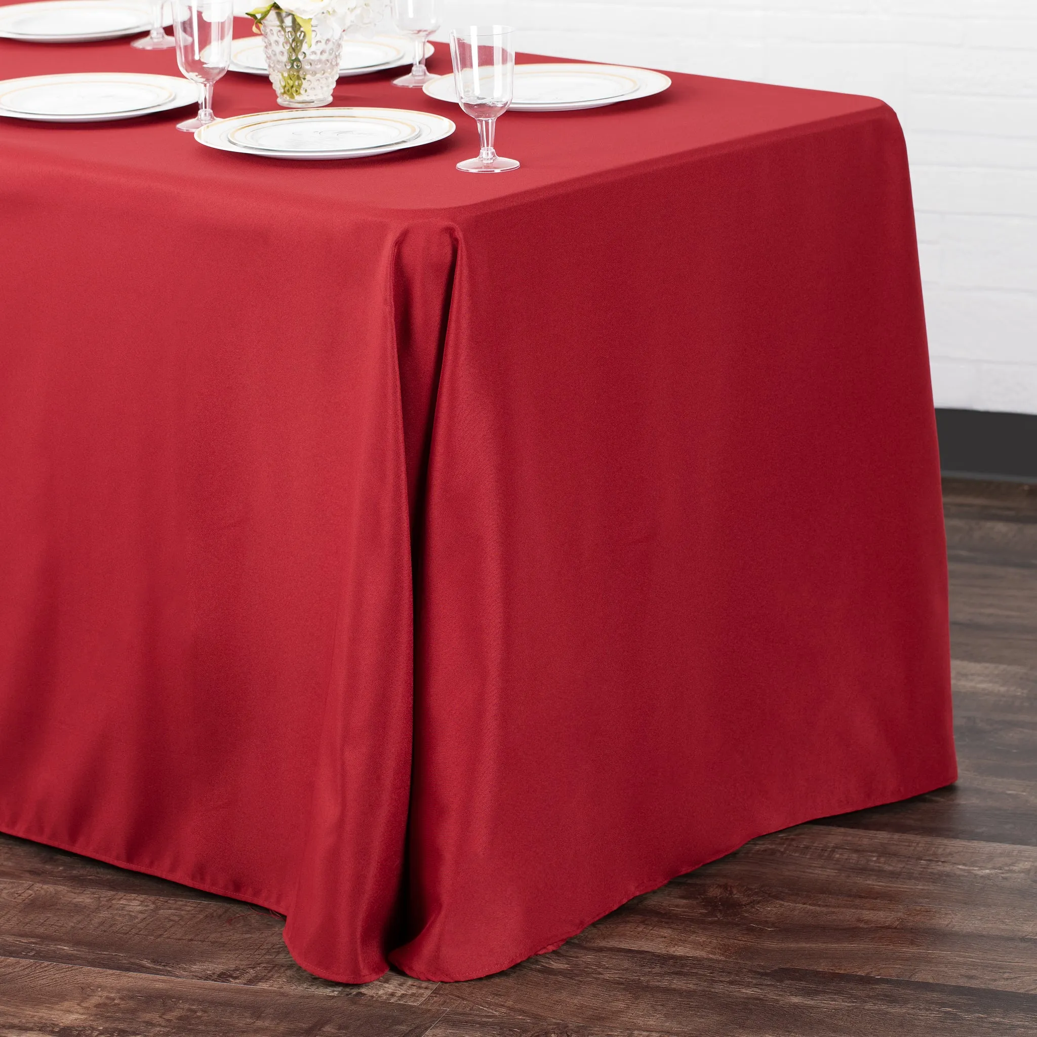 90"x132" Rectangular Oblong Polyester Tablecloth - Apple Red