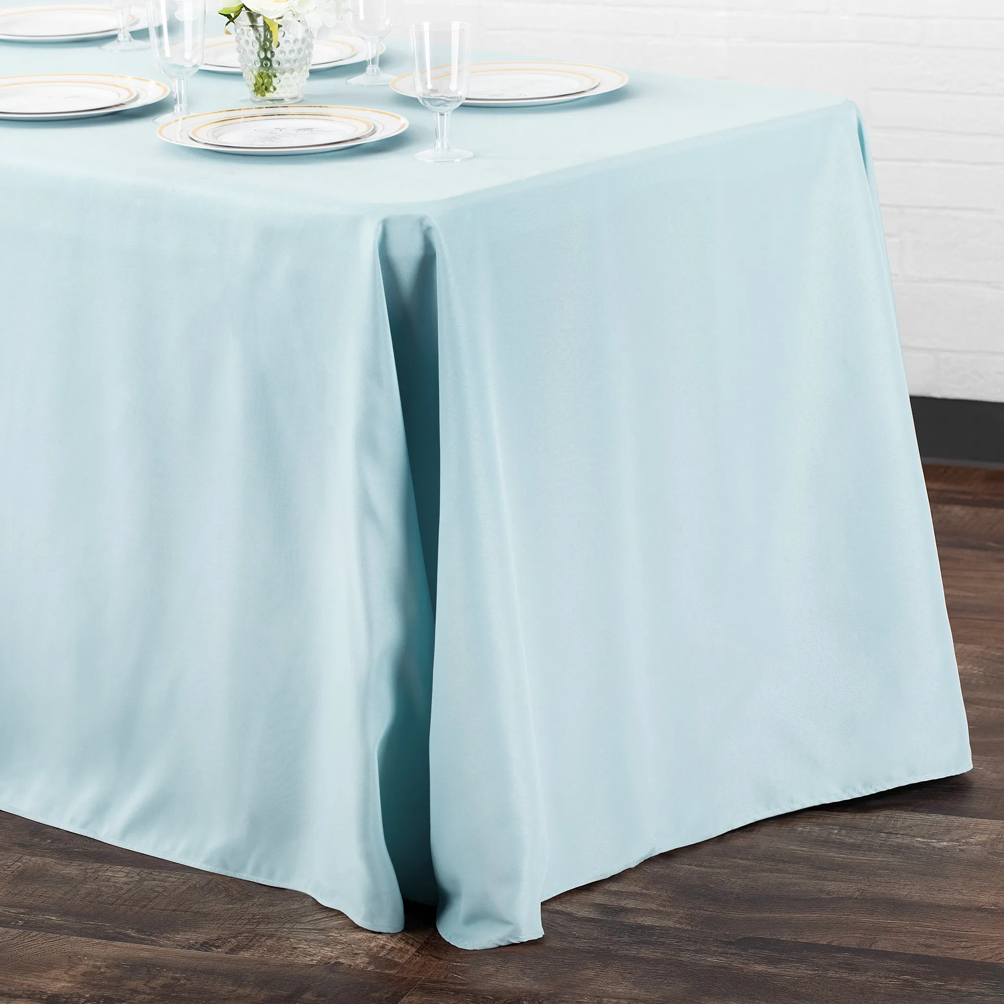 90"x132" Rectangular Oblong Polyester Tablecloth - Baby Blue