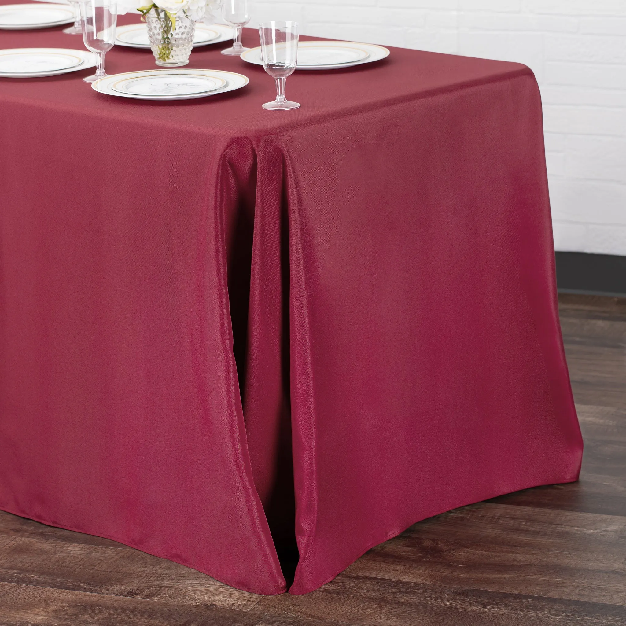 90"x132" Rectangular Oblong Polyester Tablecloth - Burgundy