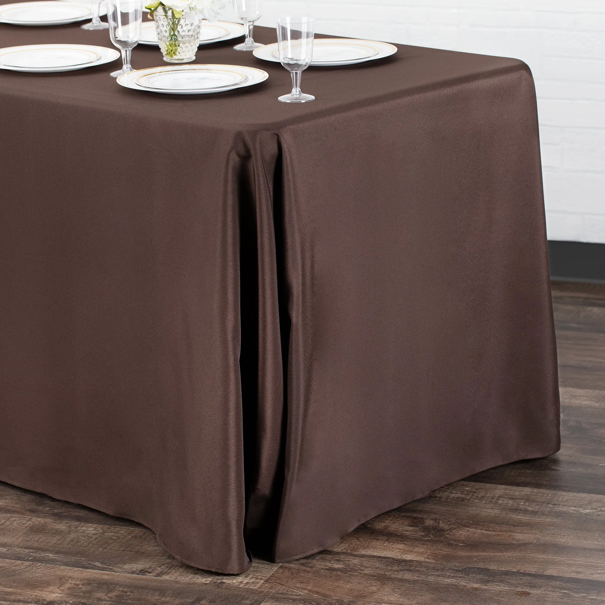 90"x132" Rectangular Oblong Polyester Tablecloth - Chocolate Brown