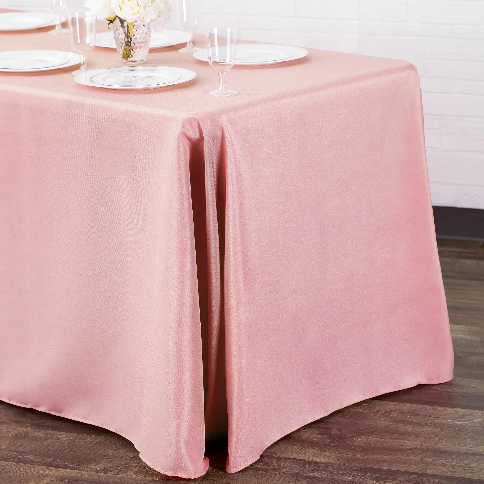 90"x132" Rectangular Oblong Polyester Tablecloth - Dusty Rose/Mauve