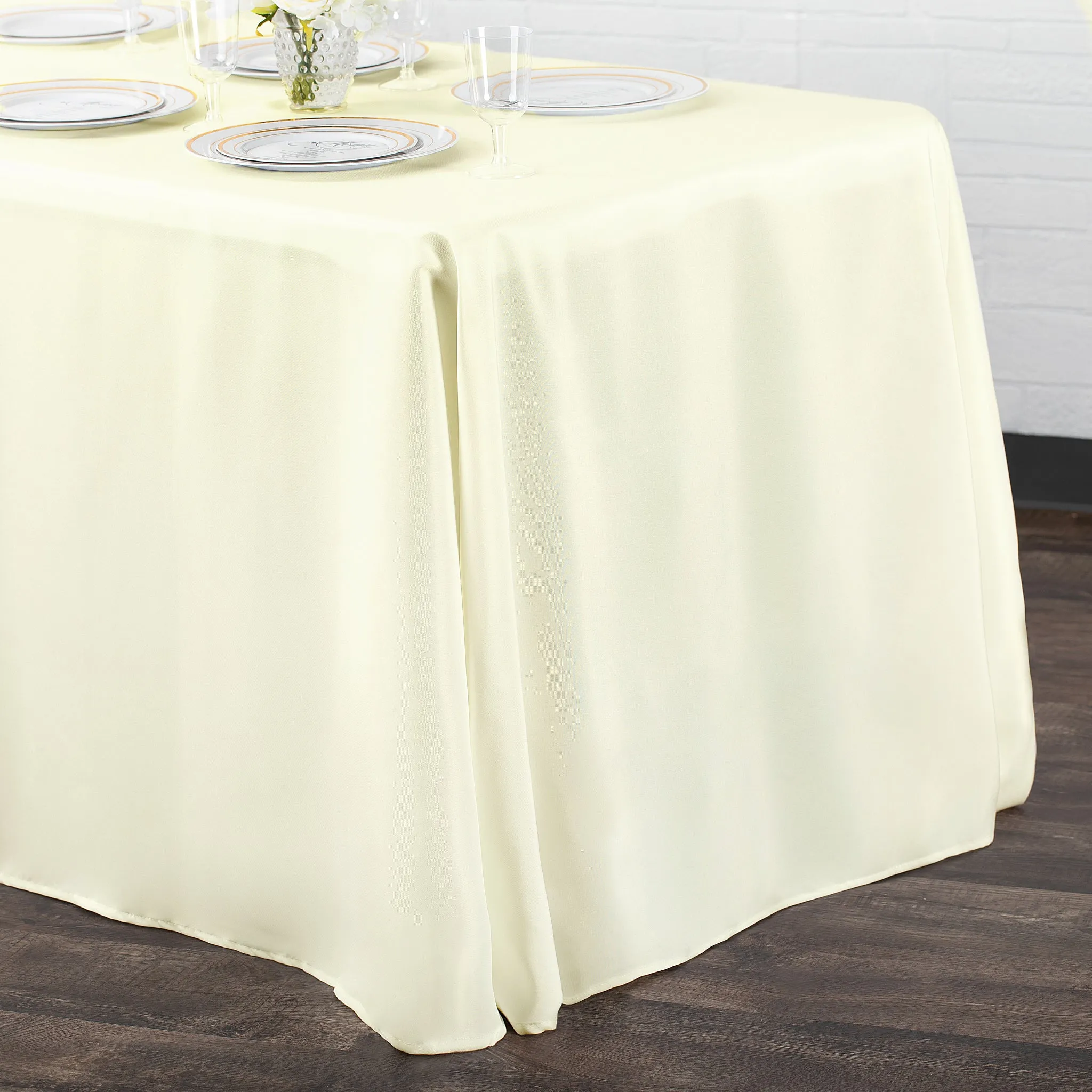 90"x132" Rectangular Oblong Polyester Tablecloth - Ivory