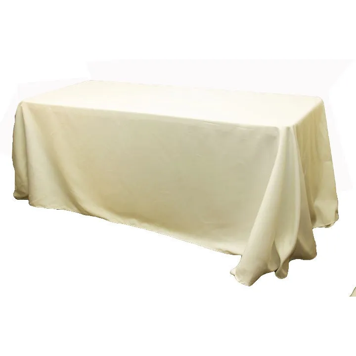 90"x132" Rectangular Oblong Polyester Tablecloth - Ivory