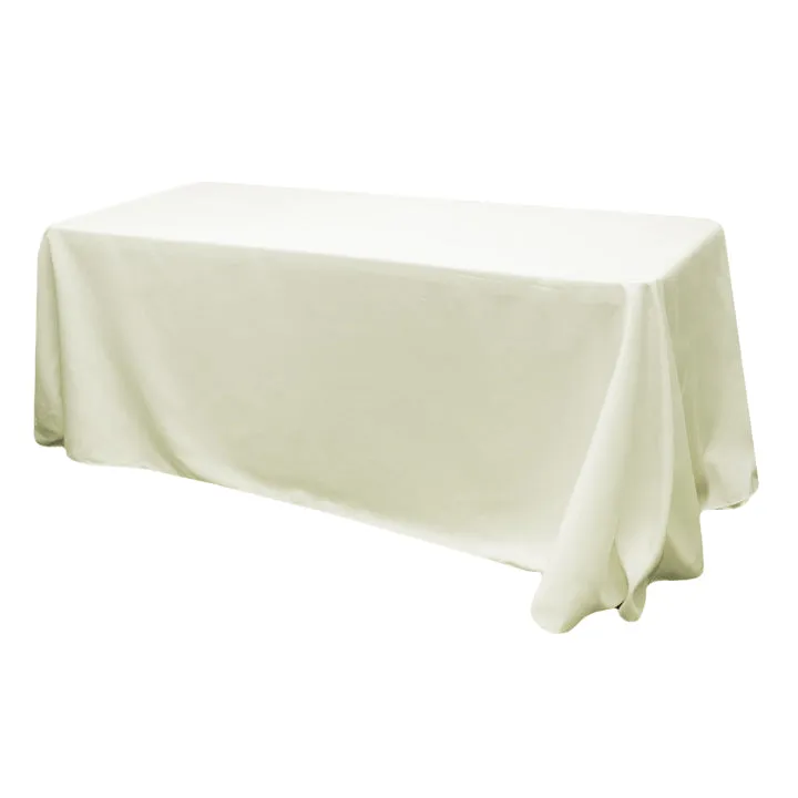 90"x132" Rectangular Oblong Polyester Tablecloth - Light Ivory/Off White