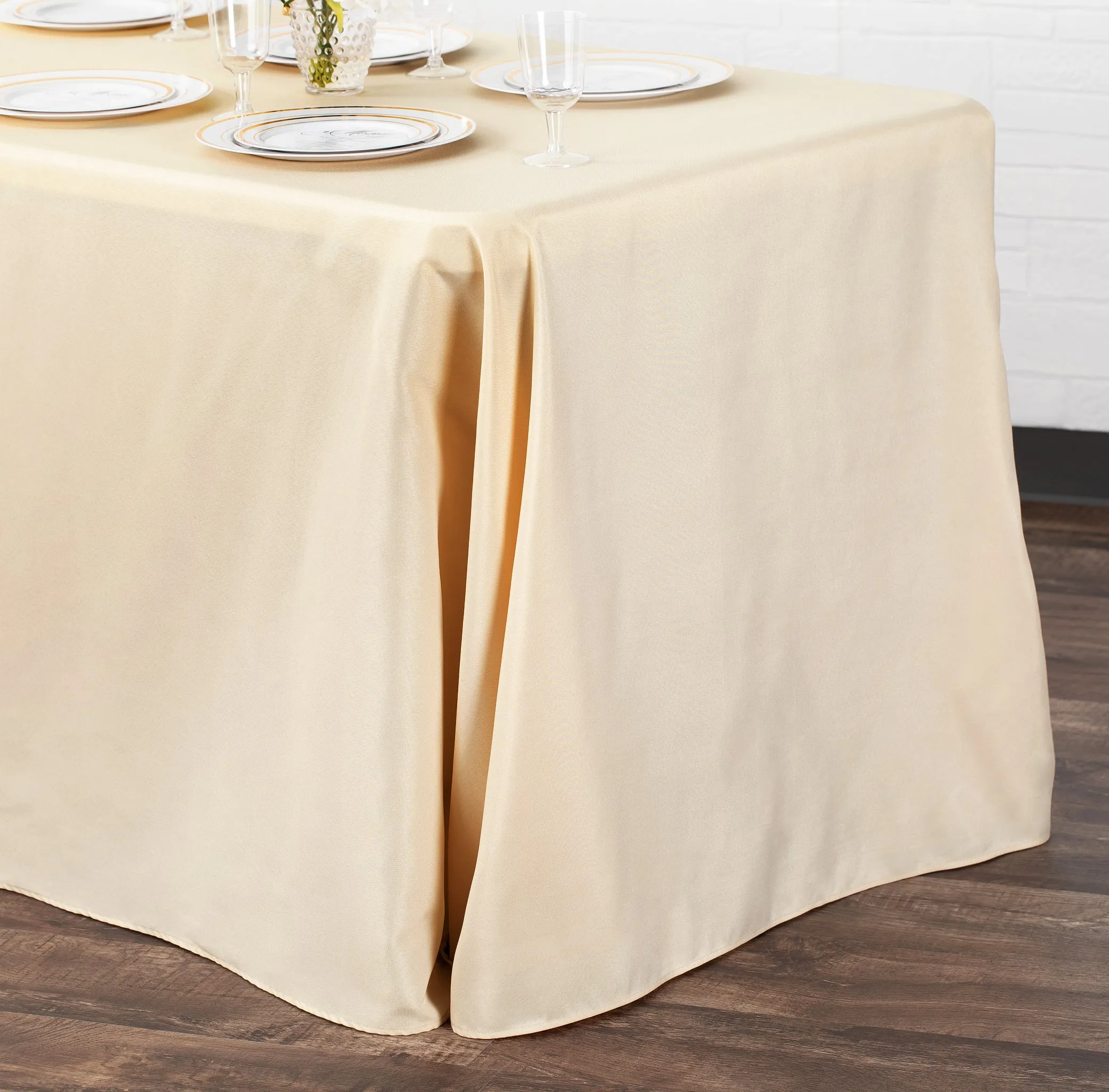 90"x132" Rectangular Oblong Polyester Tablecloth - Nude