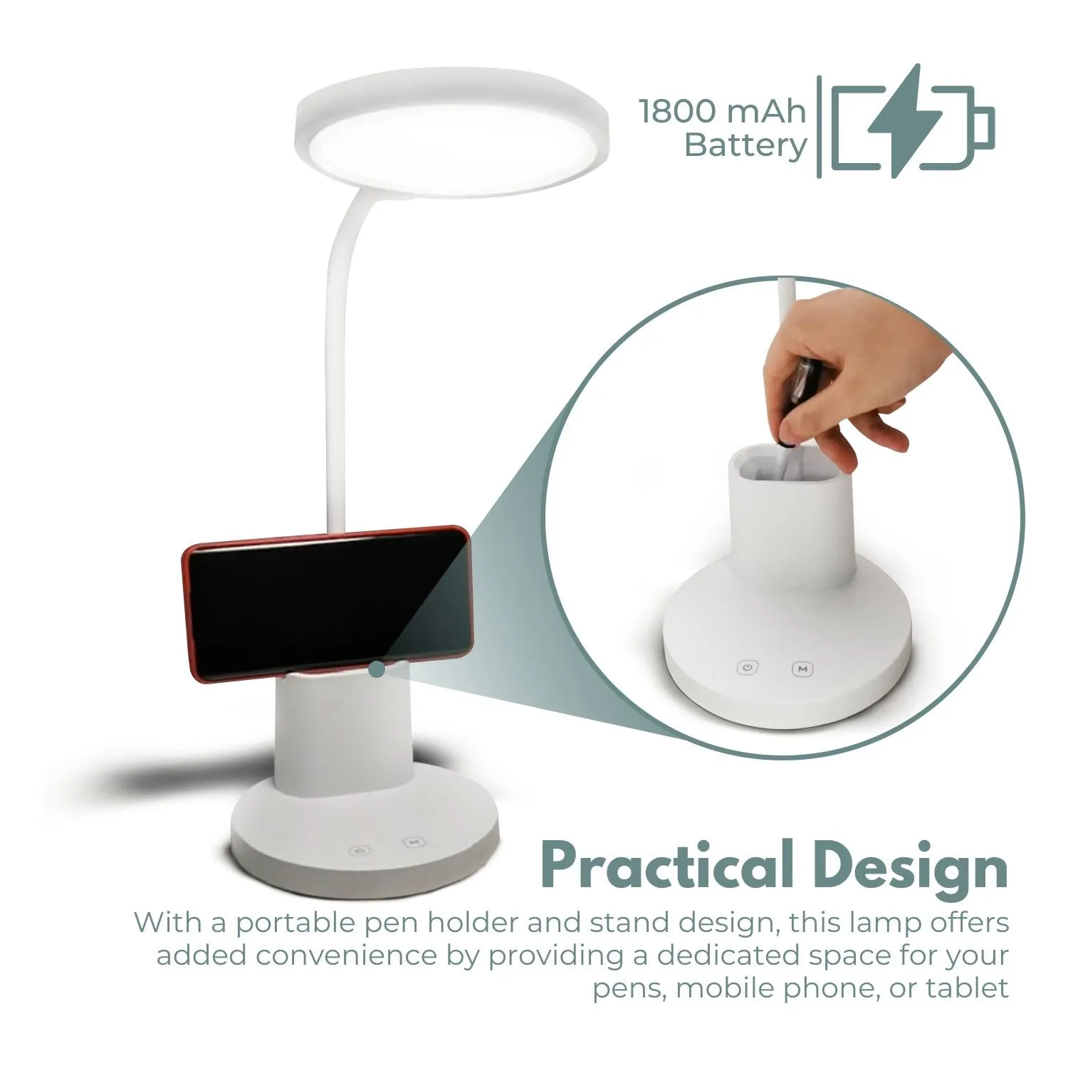 Adjustable LED Desk Lamp, Phone Holder, Eye Protection - Gominimo