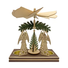 Angel Frame with Nativity, Double Tea Light Pyramid by Harald Kreissl