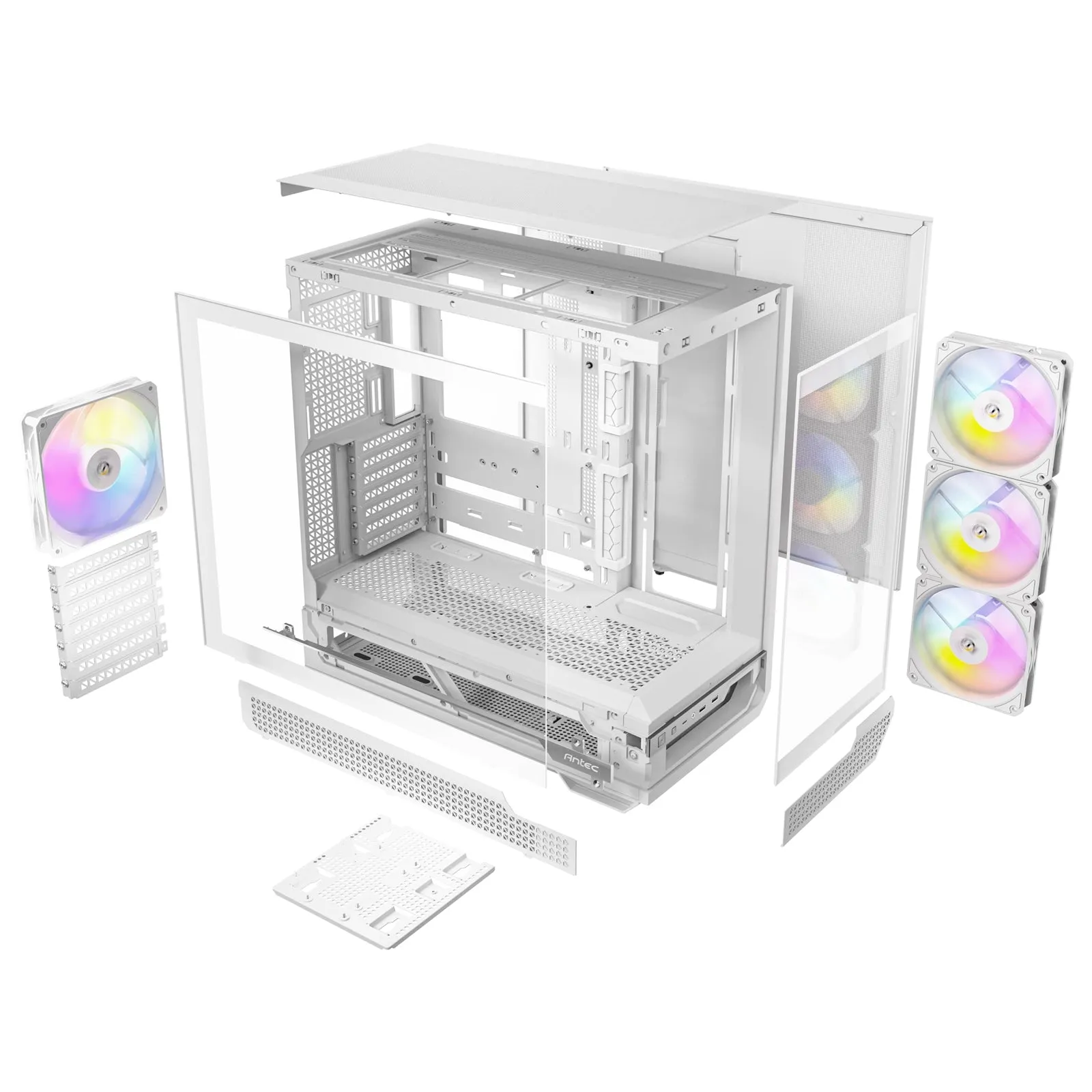 Antec C7 ARGB Mid Tower Tempered Glass PC Gaming Case - White, 3x 120mm & 1x 140mm ARGB Fans, USB 3.2 Gen2, EATX/ATX/mATX/mITX Support