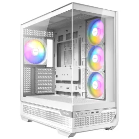 Antec C7 ARGB Mid Tower Tempered Glass PC Gaming Case - White, 3x 120mm & 1x 140mm ARGB Fans, USB 3.2 Gen2, EATX/ATX/mATX/mITX Support