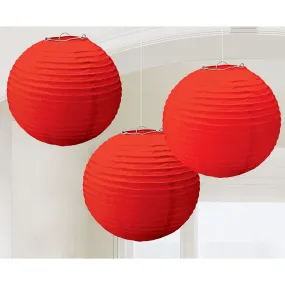 Apple Red Round Paper Lanterns 3pk