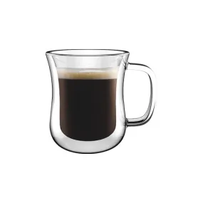 Aramoro Borosilicate Glass Double Wall Cup With Handle 100Ml 2Pcs/Set