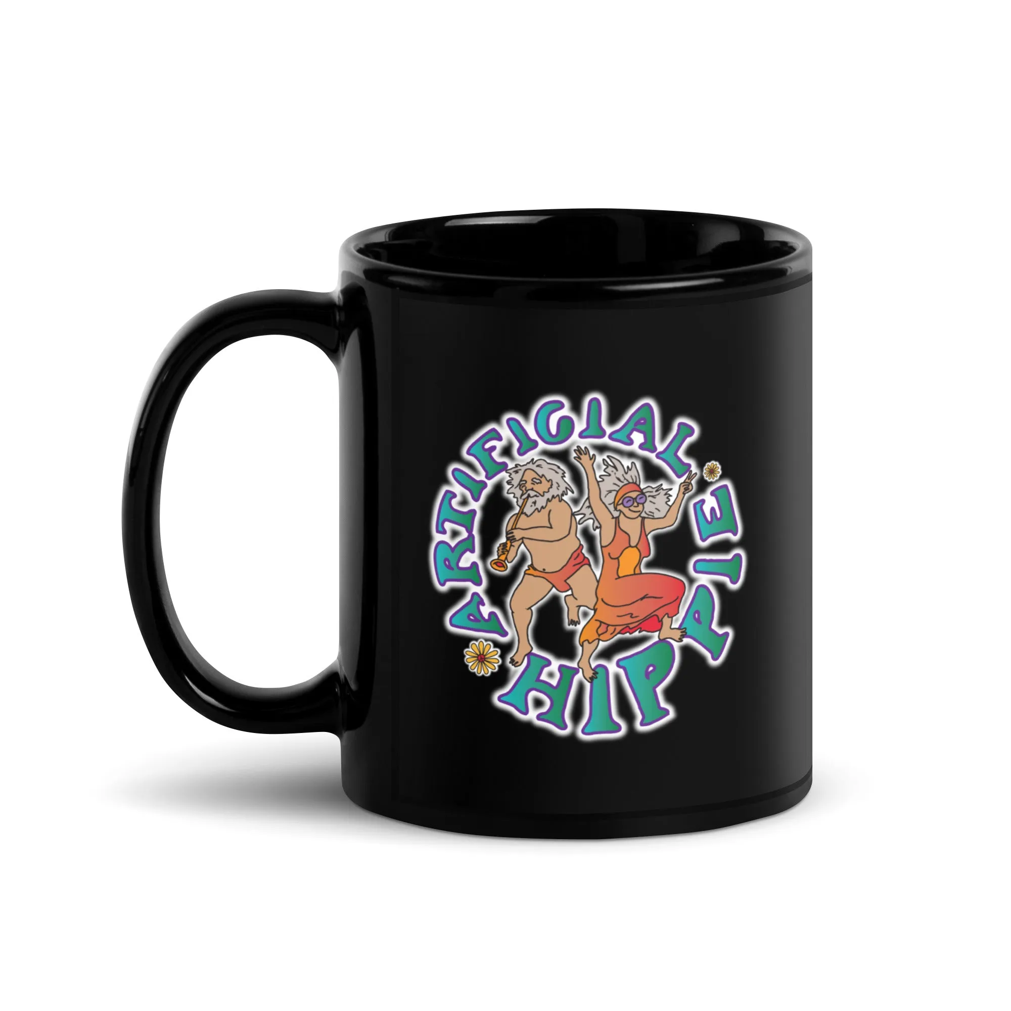 ARTIFICIALLY HIPPIE Black Glossy Mug