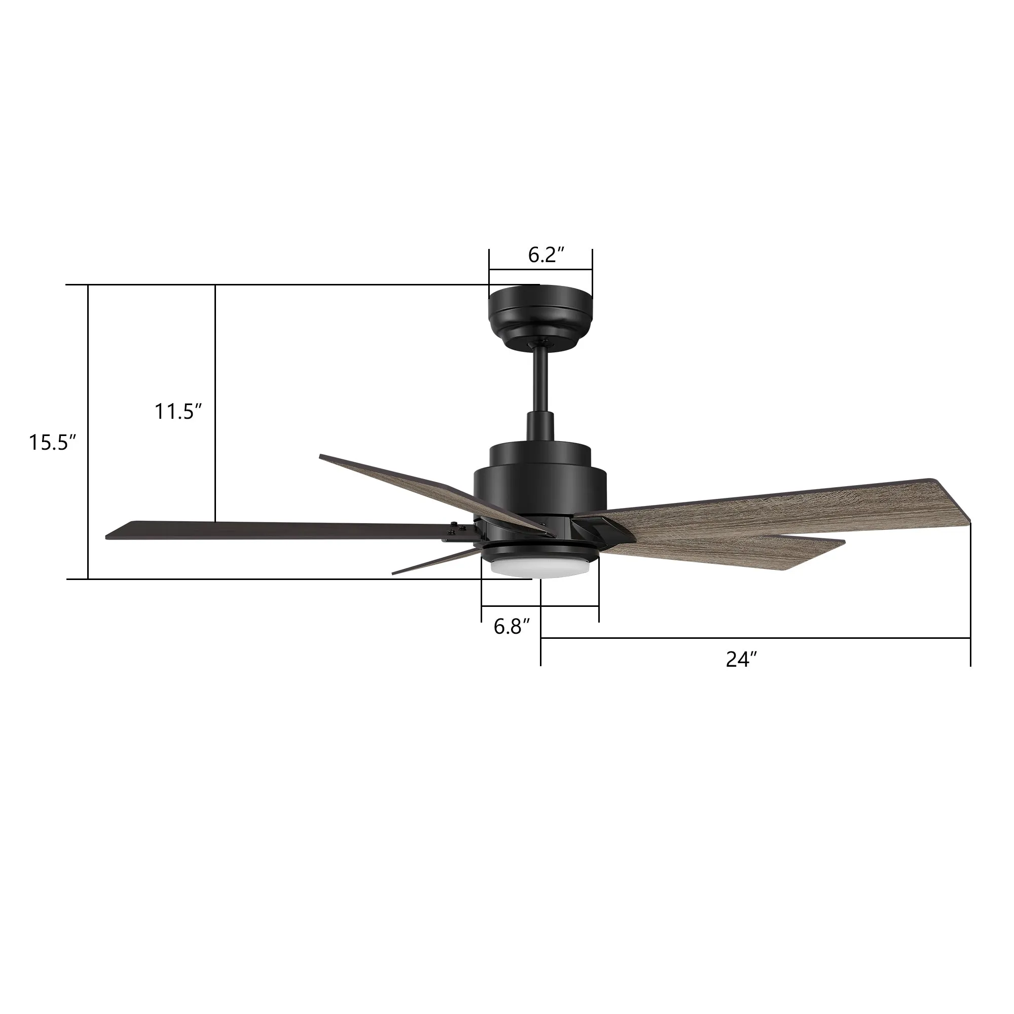 ASCENDER 48 inch 5-Blade Smart Ceiling Fan with LED Light & Remote Control - Black/Walnut & Barnwood (Reversible Blades)