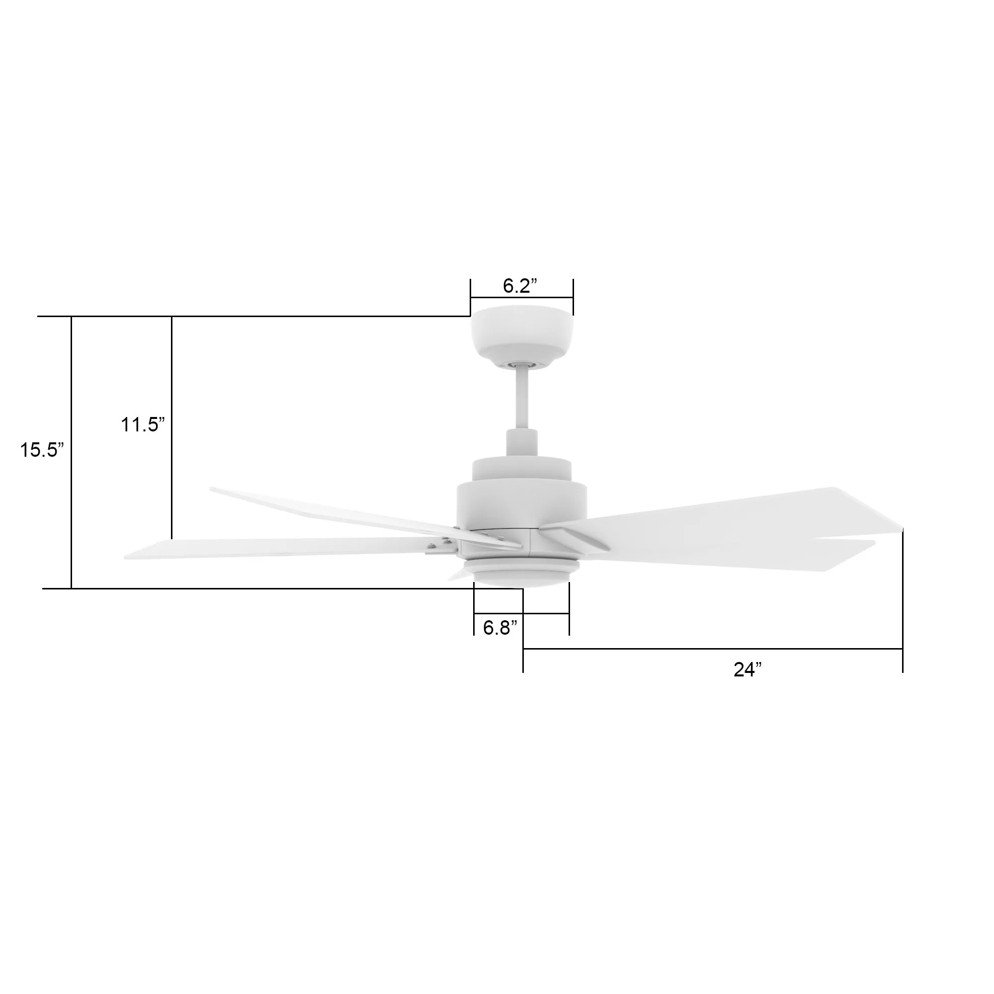 ASCENDER 48 inch 5-Blade Smart Ceiling Fan with LED Light & Remote Control - White/White