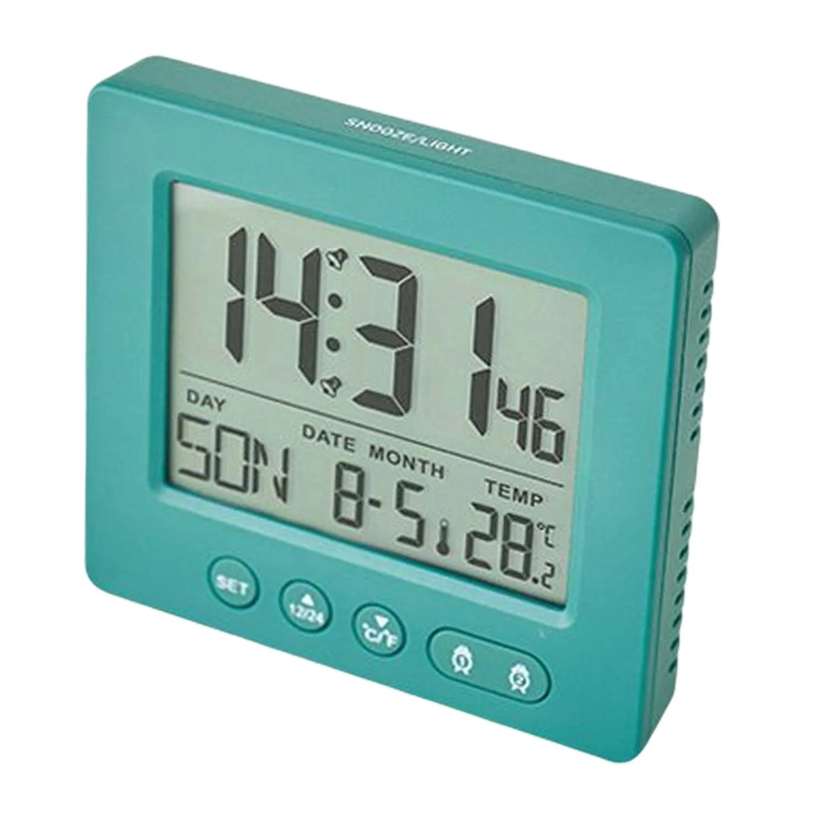 ATORSE® Digital Clock LCD Time Week Date Temperature Display for Living Room Home Green