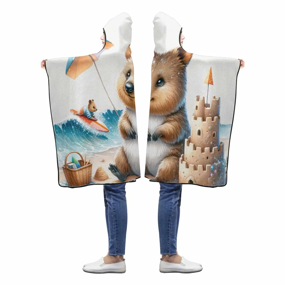 Australian Animal Kangaroo Awd1325  Hooded Blanket 50"x40"