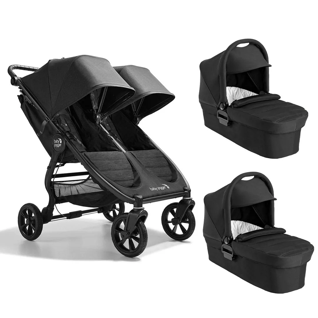 Baby Jogger City Mini GT2 Double Pushchair   Carrycot Bundle - Opulent Black